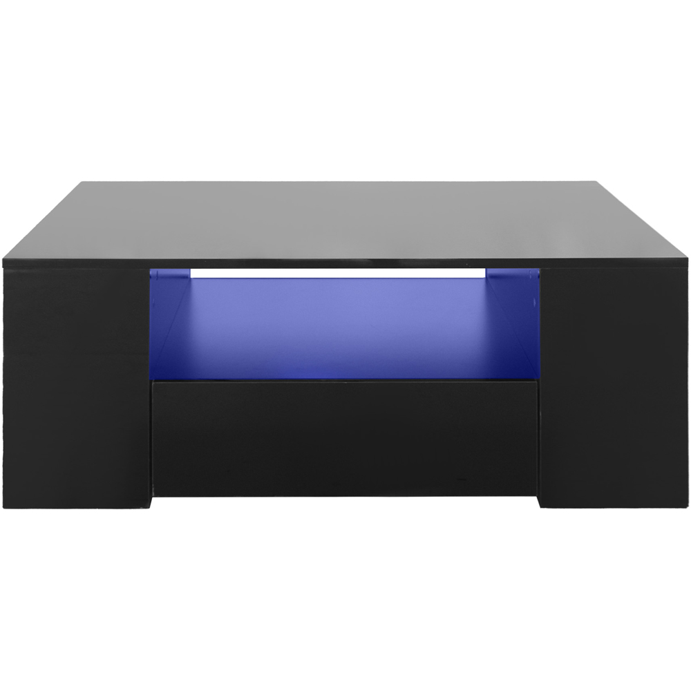 Comfy Living 5 Shelf 2 Drawer Black High Gloss LED Coffee Table Image 2