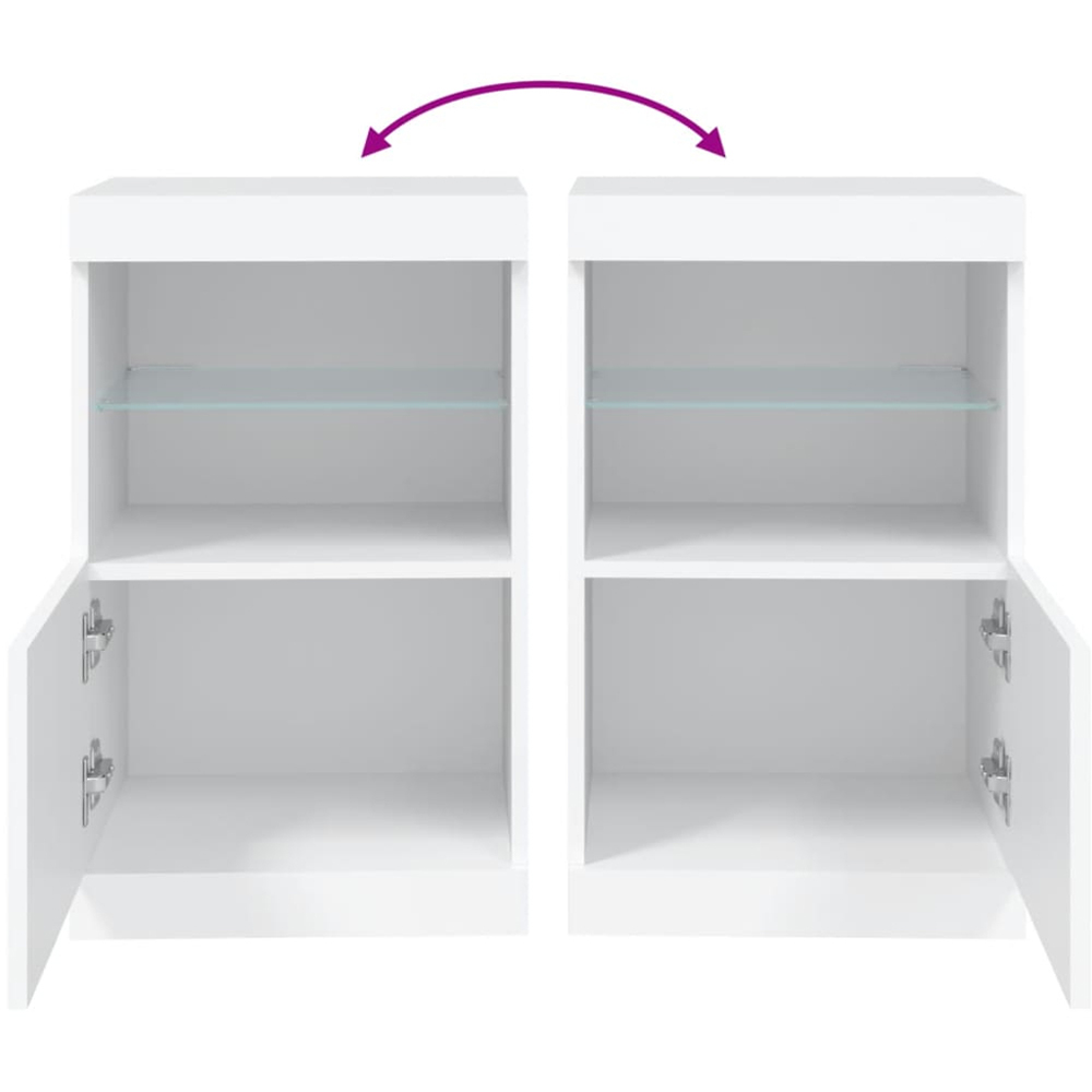 vidaXL Single Door 2 Shelf White LED Sideboard Image 8