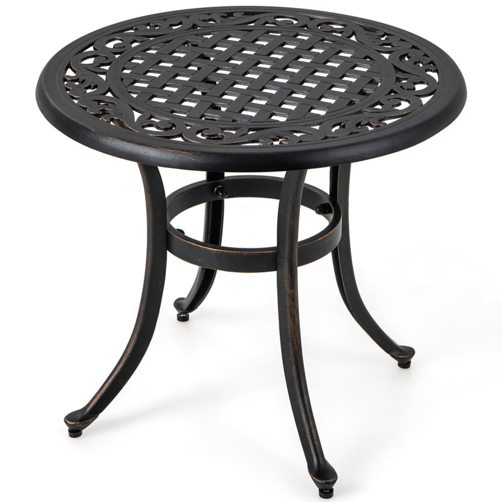 Costway Brown Patio Side Table with Adjustable Footpads Image 2