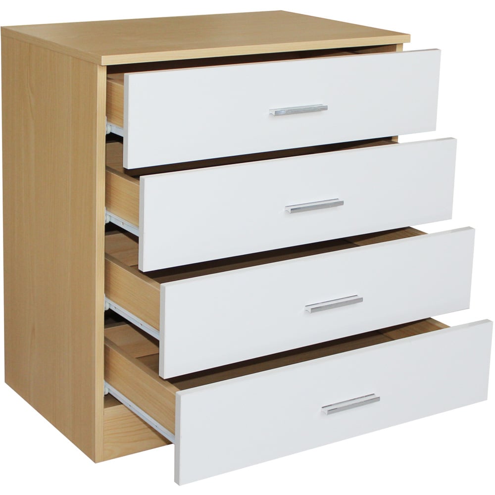 Brooklyn 4 Drawer Oak and White High Gloss Chest of Drawers Image 2
