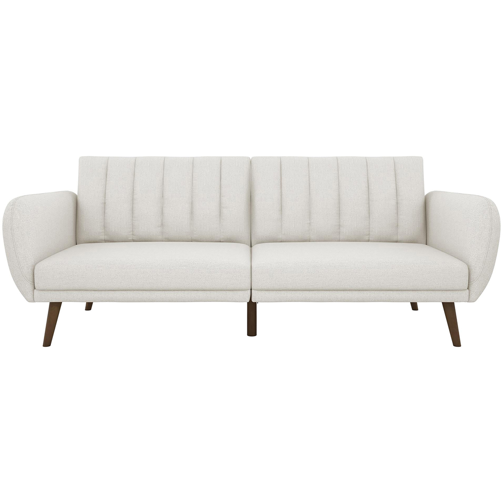 Novogratz Brittany 3 Seater Light Grey Linen Sofa Bed with Wooden Legs Image 4
