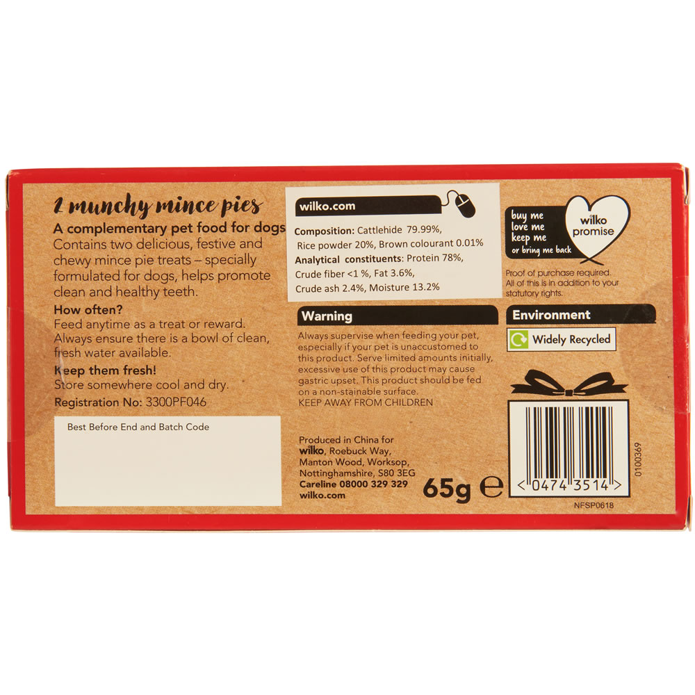Wilko Christmas Munchy Mince Pies for Dogs 2pk Image 2