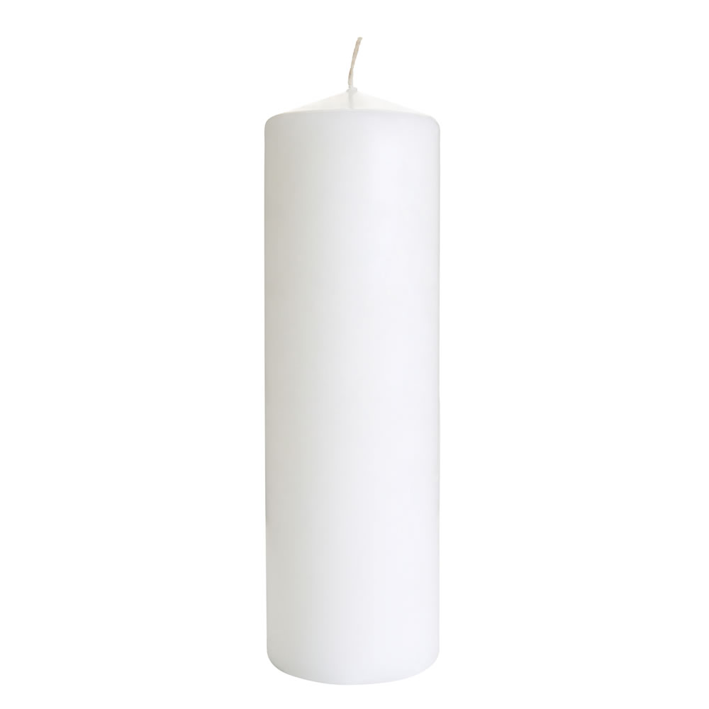 Wilko White Pillar Candle 140 Hours Burn Time Image