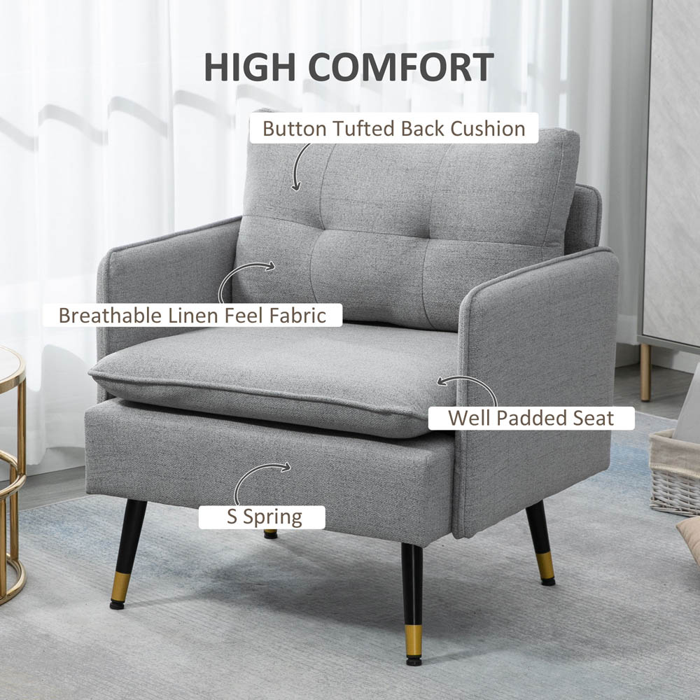 Portland Grey Polyester Upholstered Armchair Image 3