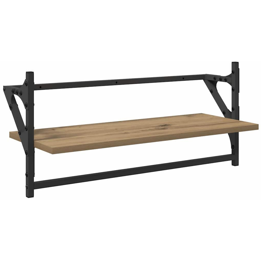 vidaXL 9 Shelf Artisan Oak Wall Shelf Set of 6 Image 5