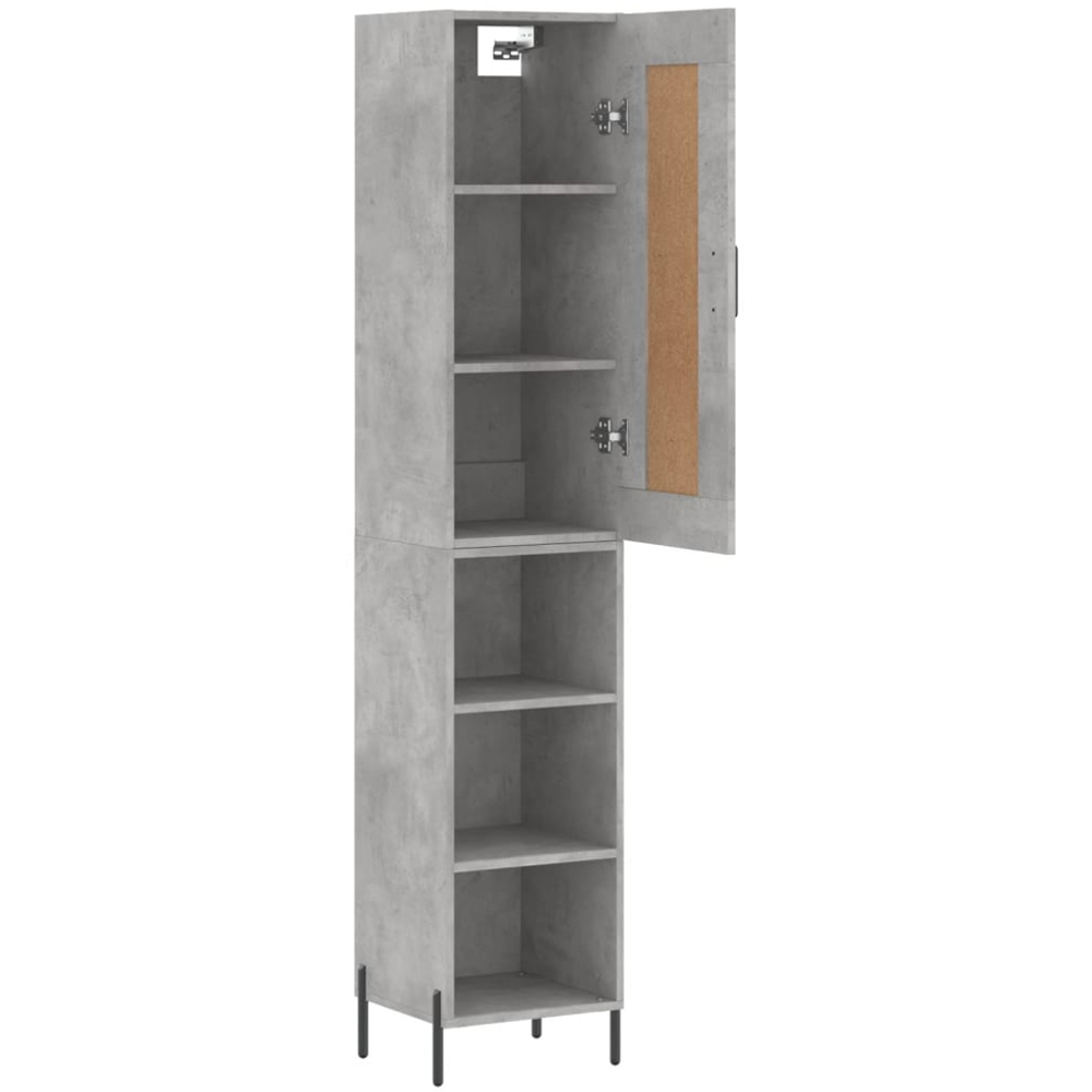 vidaXL Single Door 3 Shelf Concrete Grey Highboard Image 4