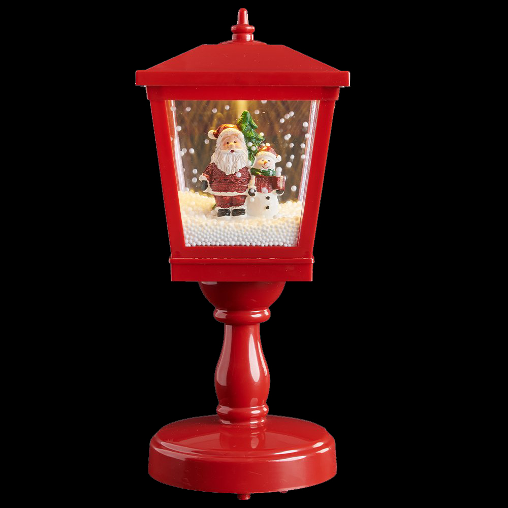 Wilko Battery Operated Red Musical Snowing Lantern with Santa Image 1