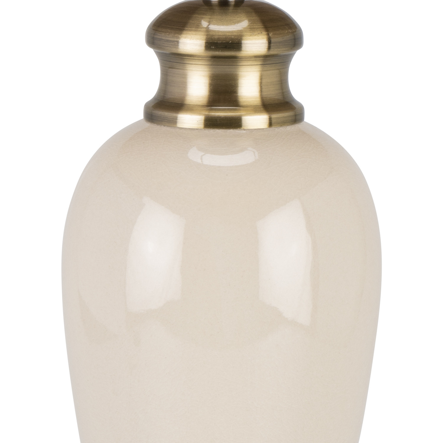 Ivory Ceramic and Brass Vintage Lamp with Pleated Shade Image 2