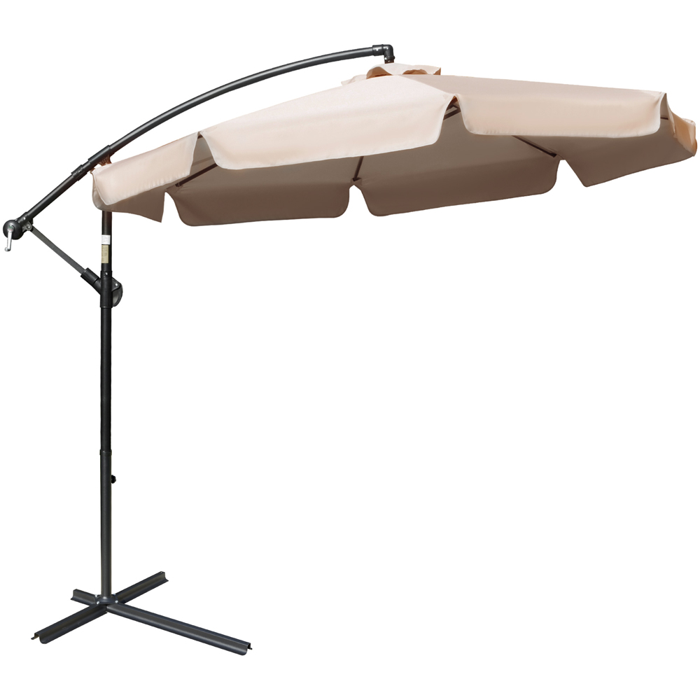 Outsunny Light Brown Cantilever Parasol with Cross Base 2.7m Image 1