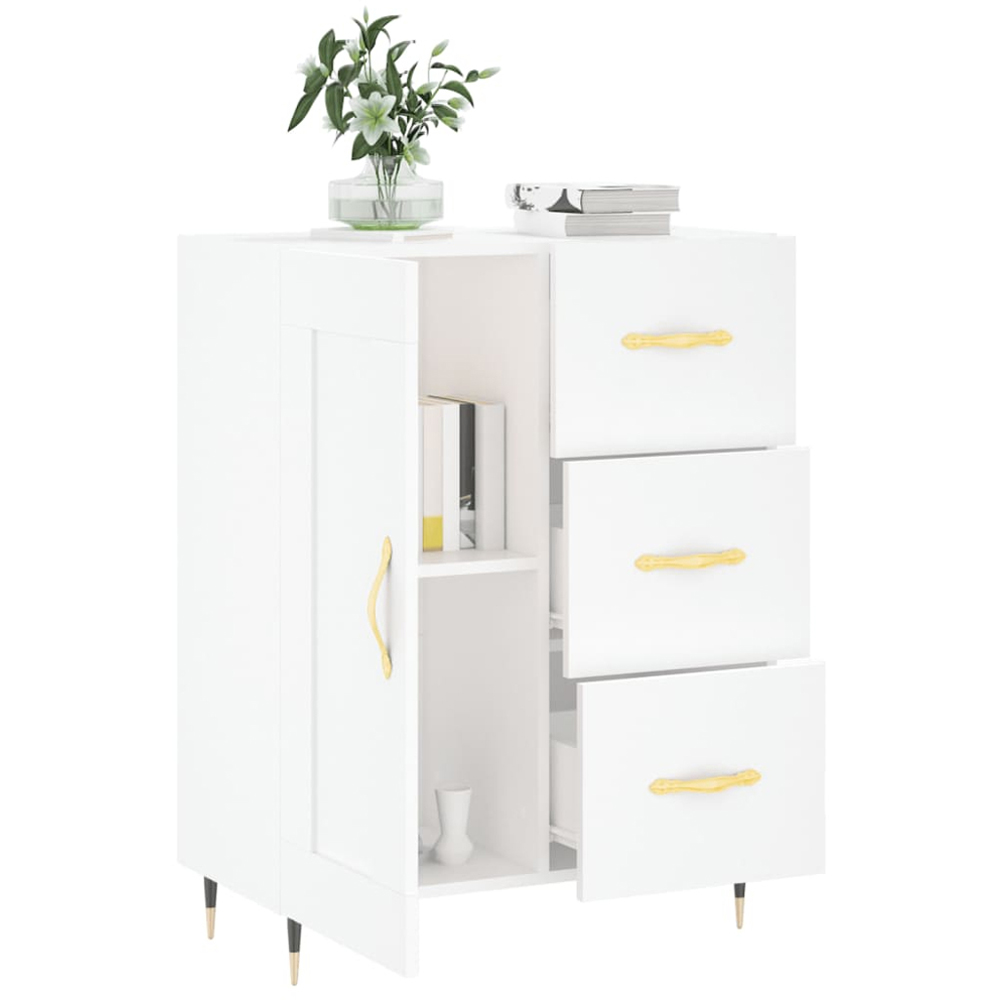 vidaXL Single Door 3 Drawer White Sideboard Image 4