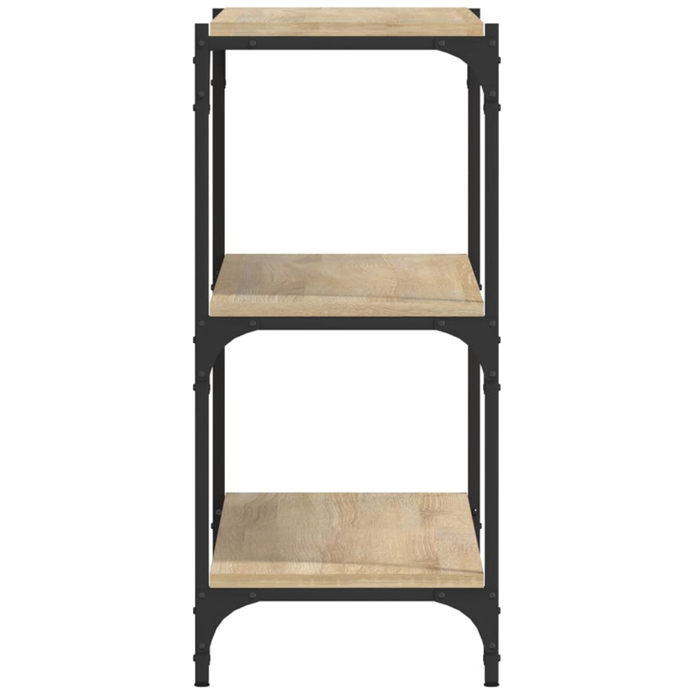 vidaXL 3 Shelf Sonoma Oak Processed Wood and Steel Bookcase Image 5