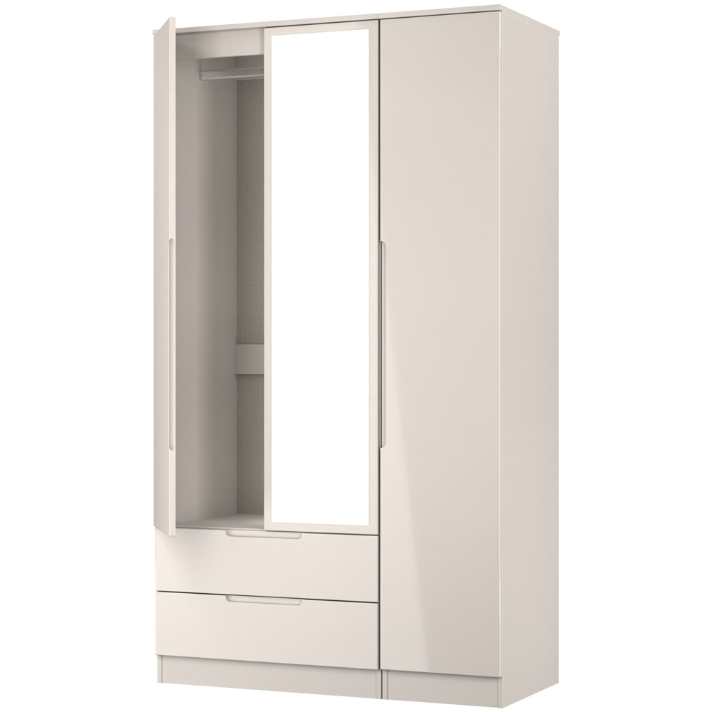 Crowndale Milan 3 Door 2 Drawer Kashmir Gloss and Kashmir Tall Mirrored Wardrobe Ready Assembled Image 5