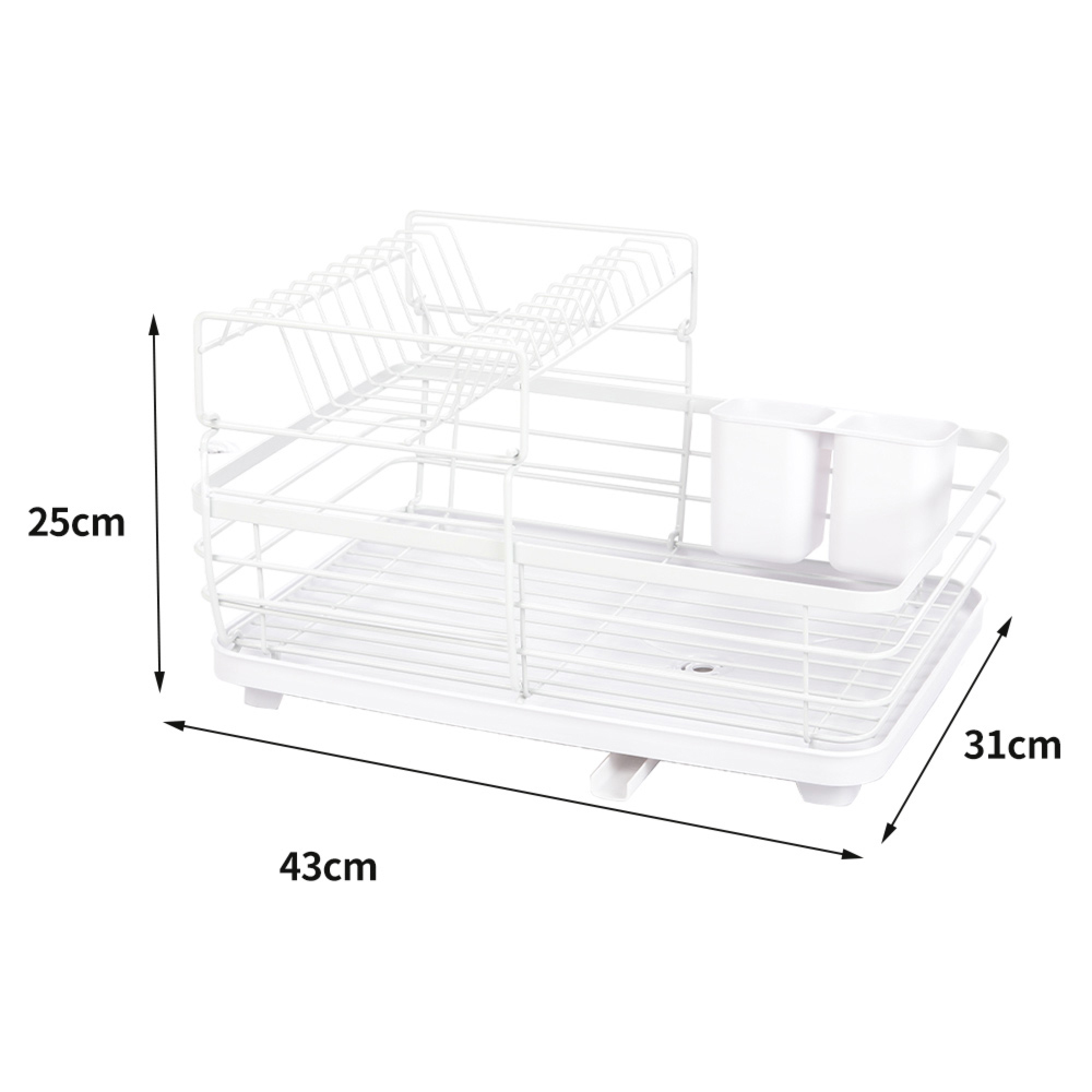 Living And Home 2-Tier Metal Dish Rack with Utensil Holder Dish Drainer for Kitchen Counter Image 8