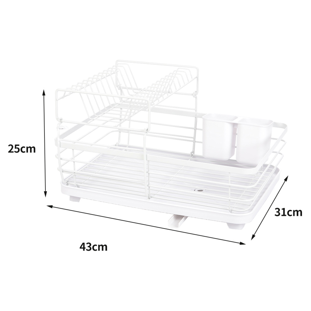 Livingandhome 2 Tier Dish Drainer Dish Drying Rack with Cutlery Holder