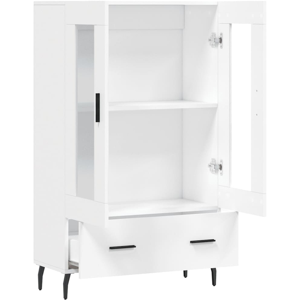 vidaXL 2 Glass Door Single Drawer White Highboard Image 5