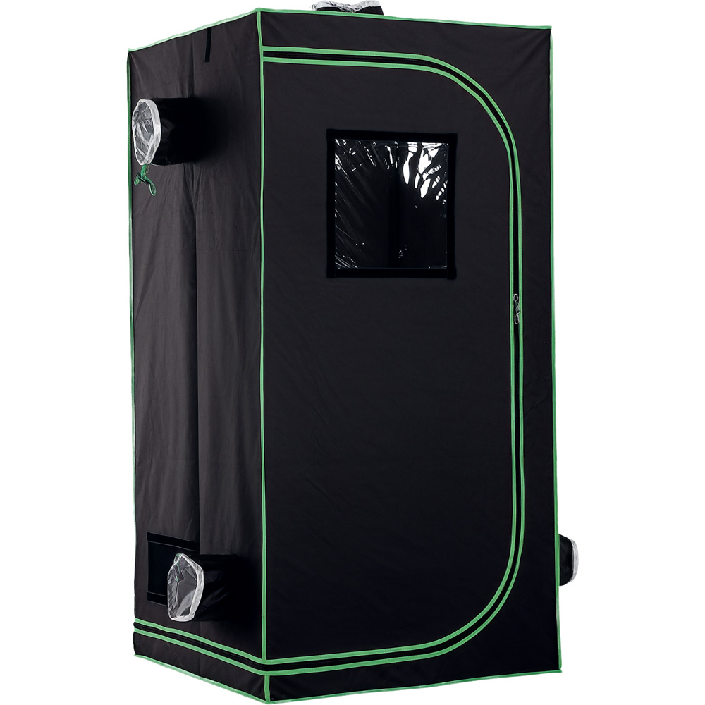 Outsunny Black and Green Oxford Fabric 2.6 x 2.6ft Hydroponic Grow Tent Kit Image 1