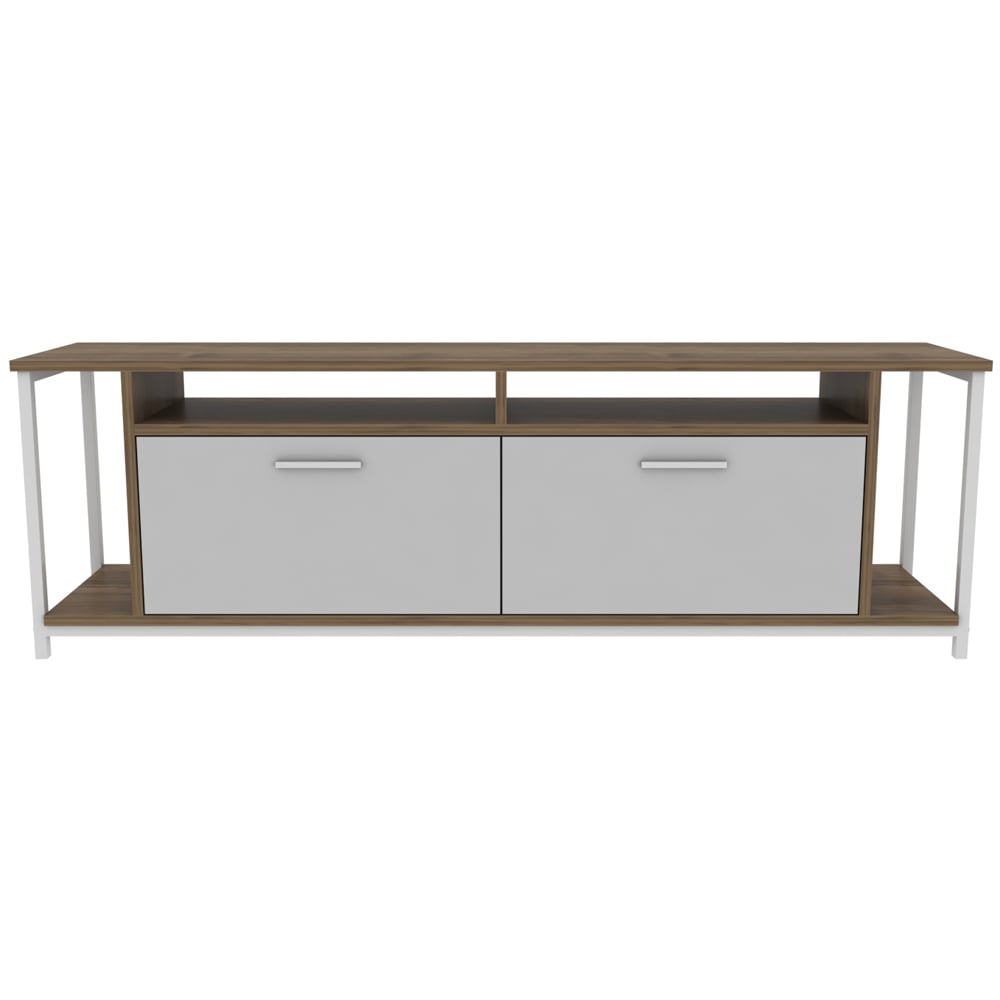 Decorotika Omar 2 Door 4 Shelf Walnut and White TV Unit Image 5