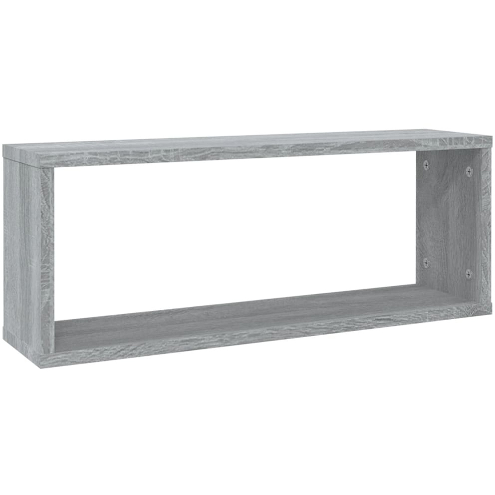 vidaXL 60cm Set of 2 Grey Sonoma Cube Floating Wall Shelf Image 2