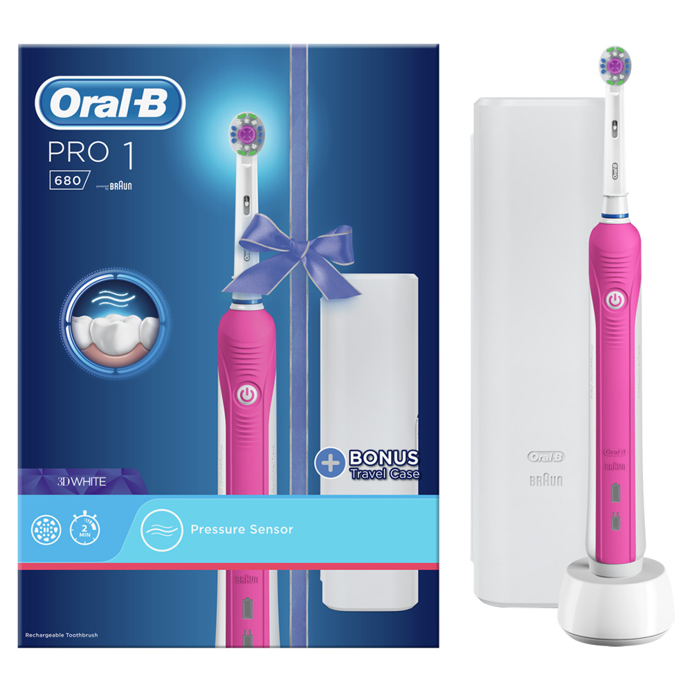 Oral B Pro 1 680 Pink Electric Toothbrush Image 2