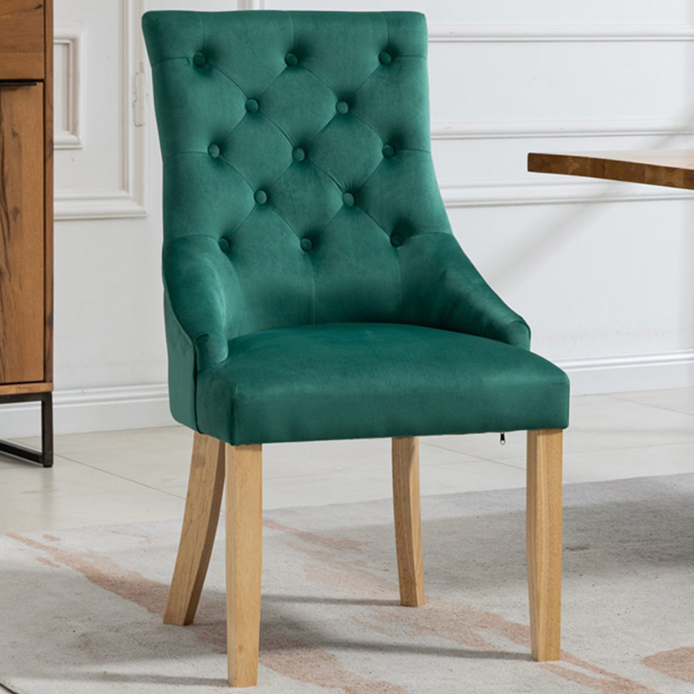 Artemis Home Ravenna Set of 2 Green Velvet Dining Chair Image 1