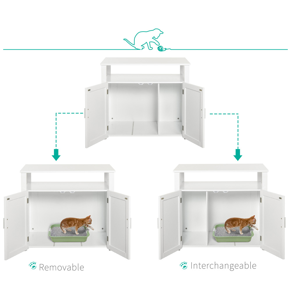 PawHut Enclosure White Cat Litter Box 76 x 51 x 66cm Image 5
