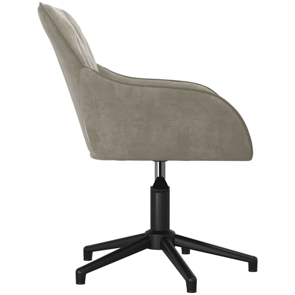 vidaXL Light Grey Velvet Height-Adjustable Swivel Office Chair Image 4