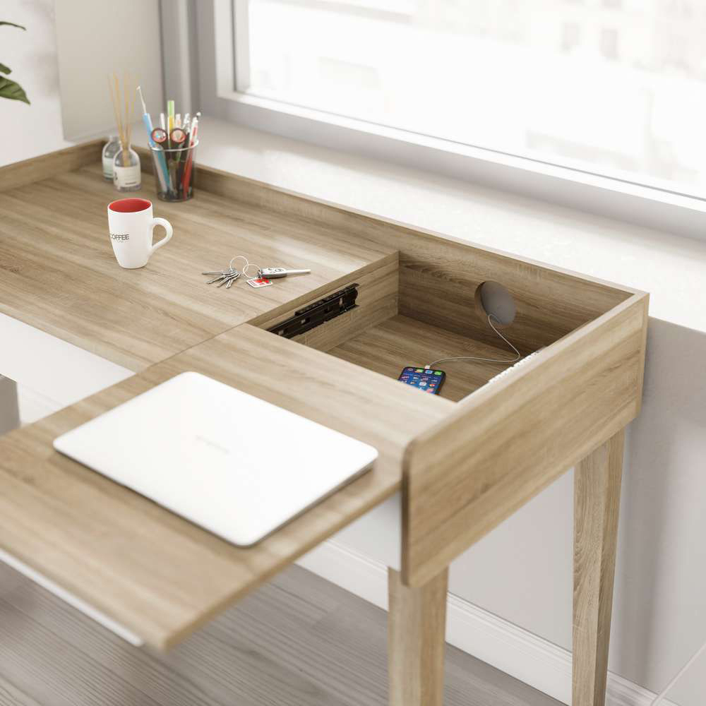 Teknik Office Giru Desk Sonoma Oak Effect and White Image 6