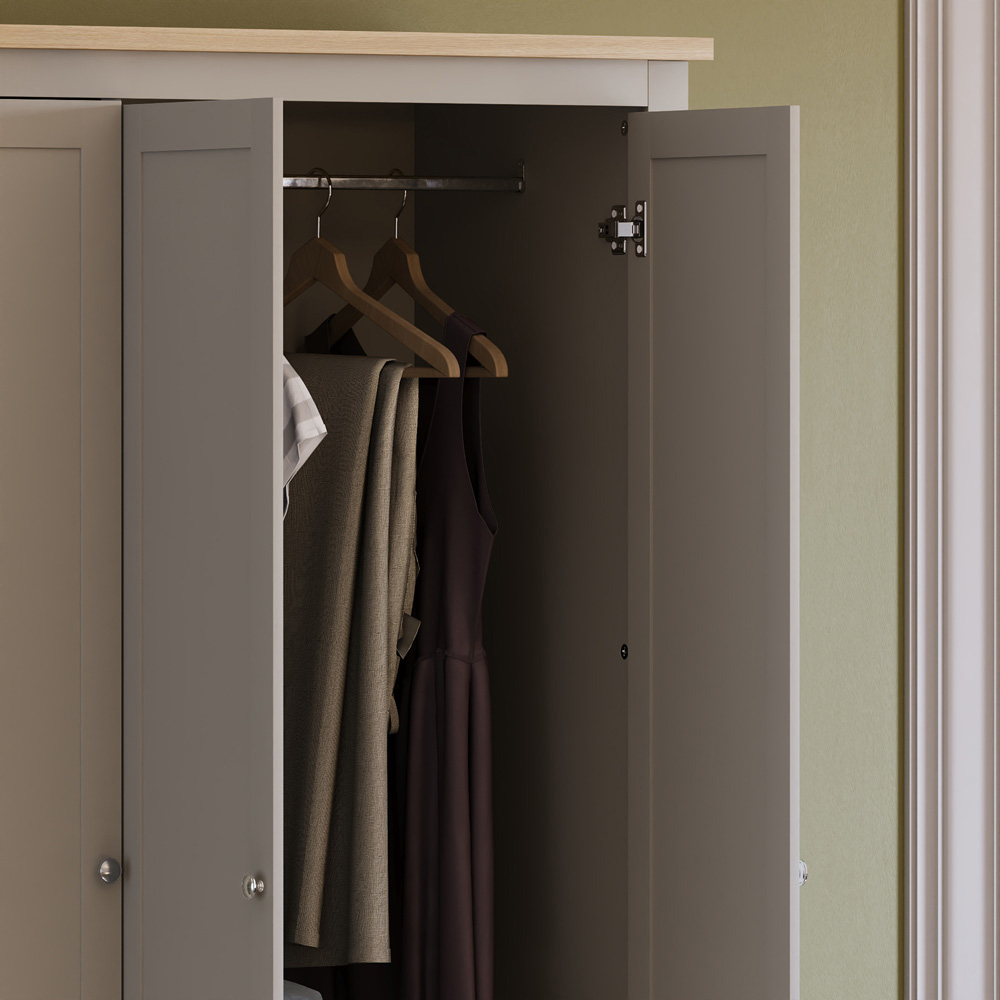 Vida Designs Arlington 3 Door 2 Drawer Grey Wardrobe Image 4