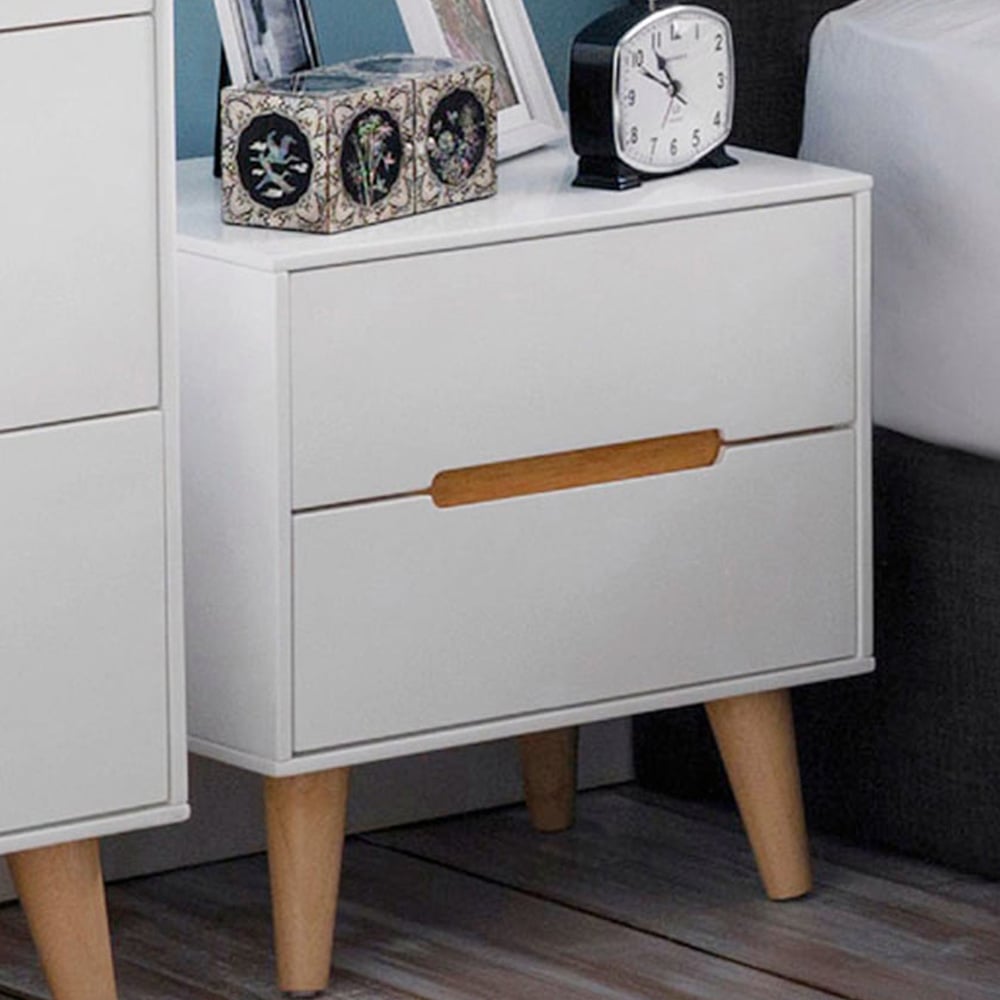 Julian Bowen Alicia 2 Drawer Matt White Bedside Table Image 1