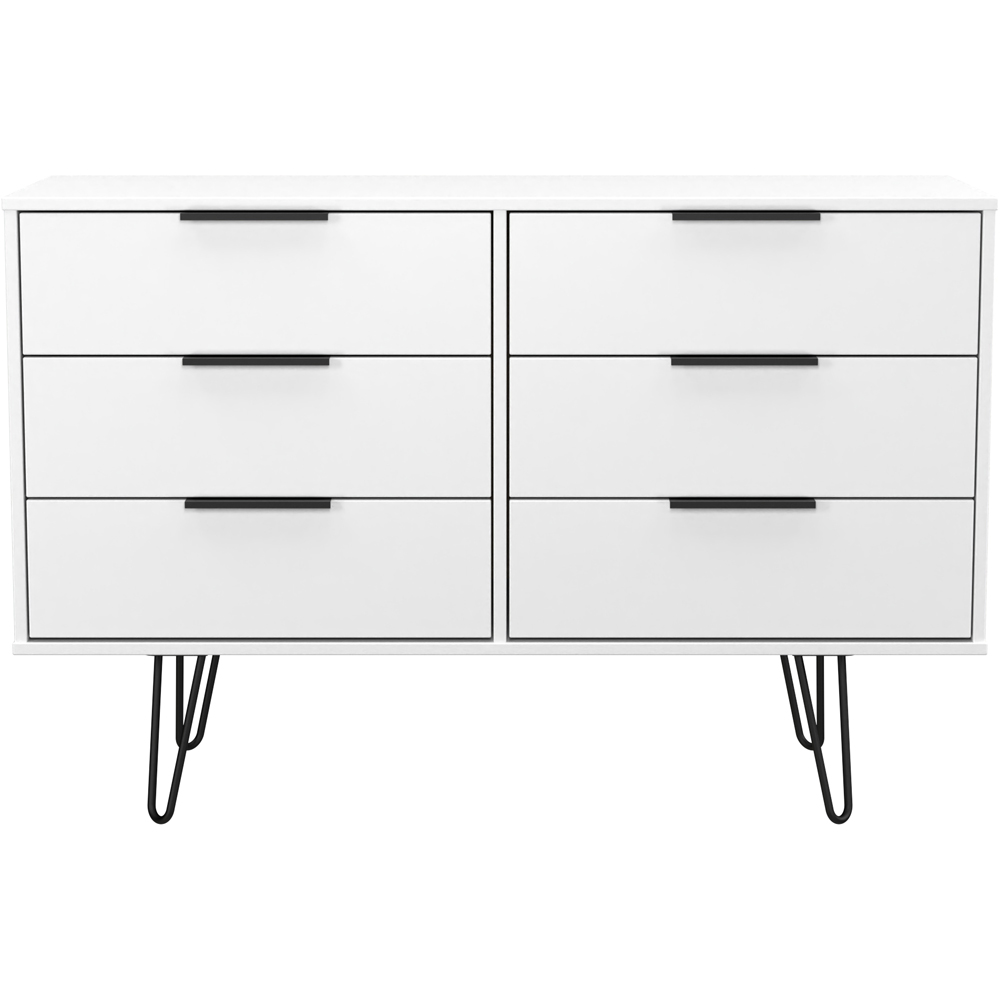 Crowndale Hong Kong 6 Drawer Matt White Wide Chest of Drawers Ready Assembled Image 3