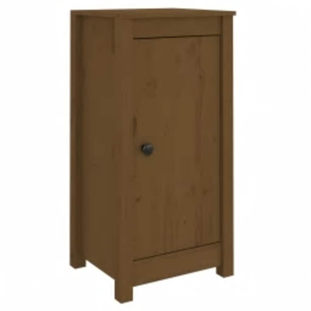 vidaXL Single Door Honey Brown Solid Pine Wood Sideboard Set of 2 Image 2