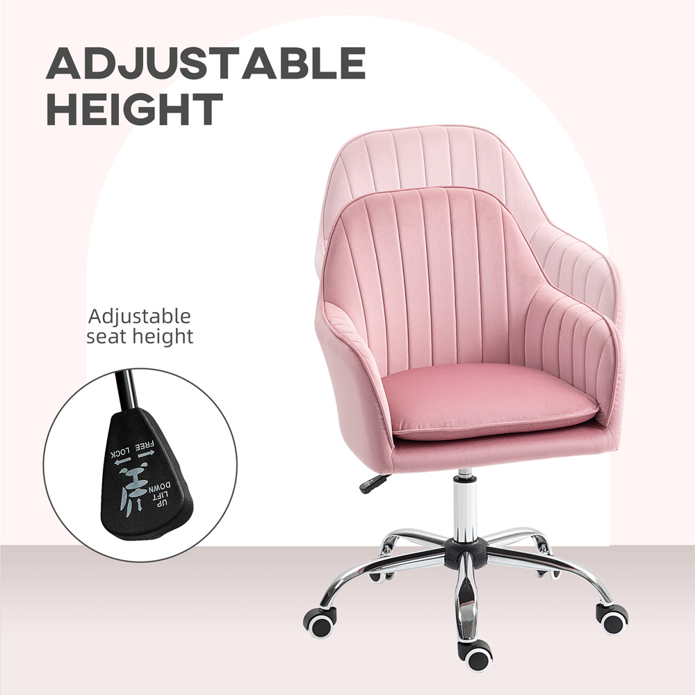 HOMCOM Dark Pink Swivel Desk Chair with Adjustable Height Image 6