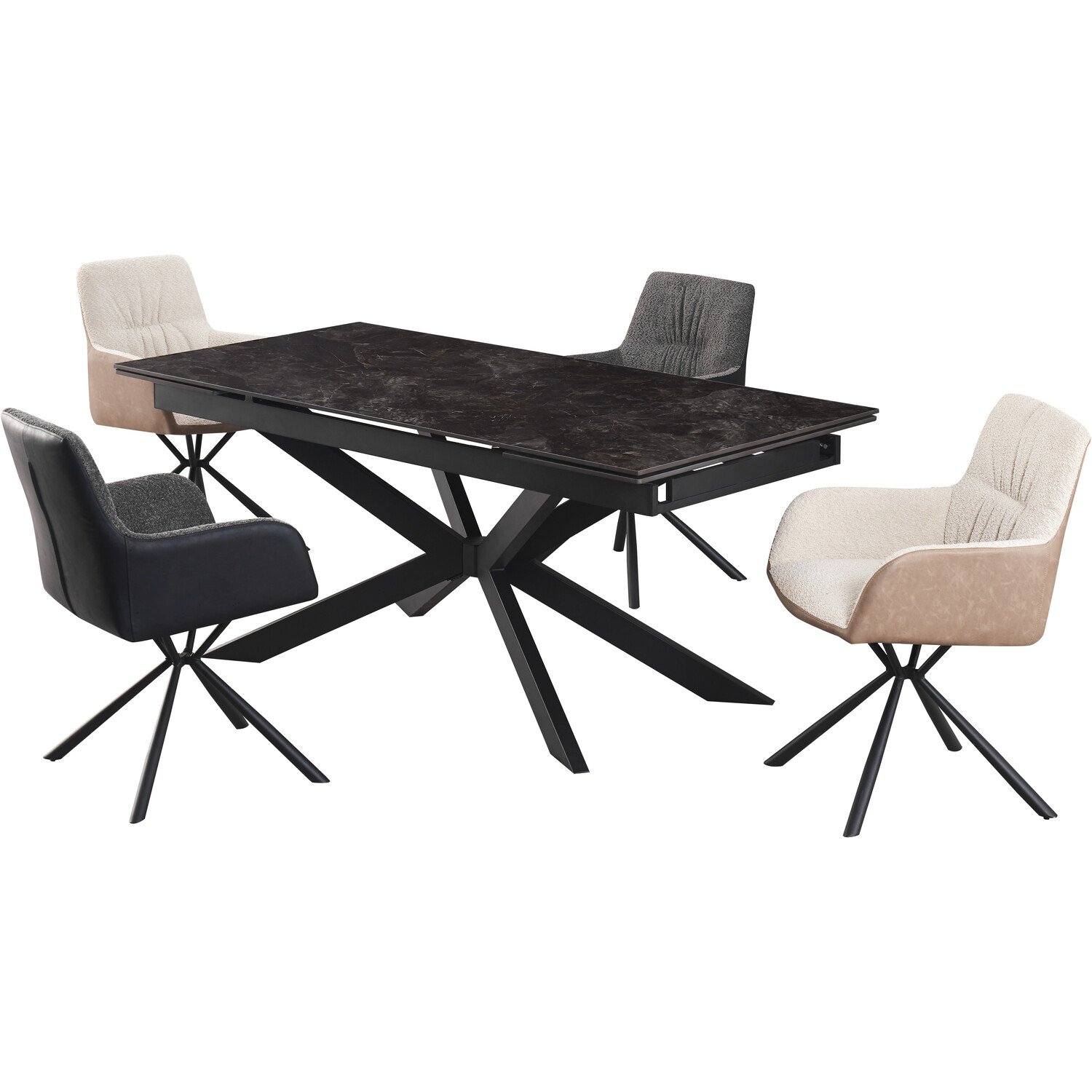 Henley Marble Extending Dining Table Black Image 7