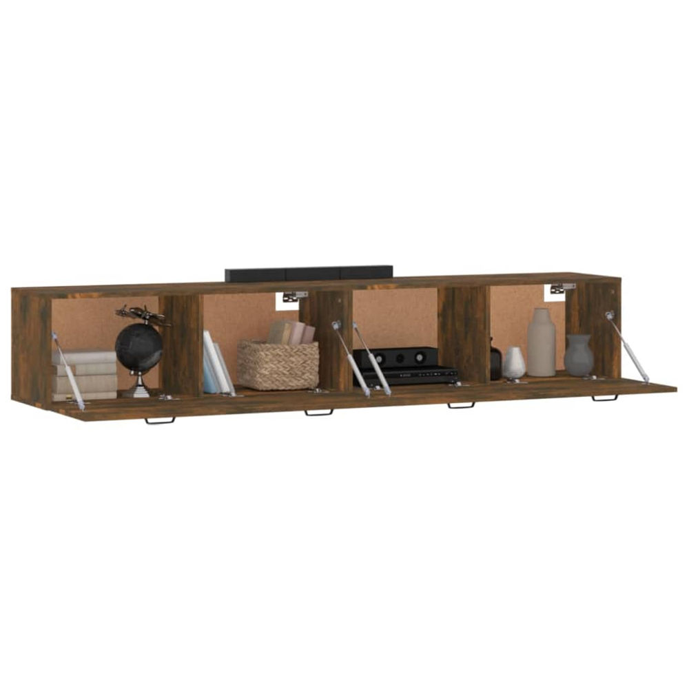 vidaXL 2 Door Smoked Oak Wall Cabinet Set of 2 Image 4