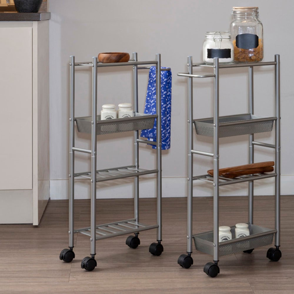 Dara 4-Tier Nickel Trolley with Basket Image 2