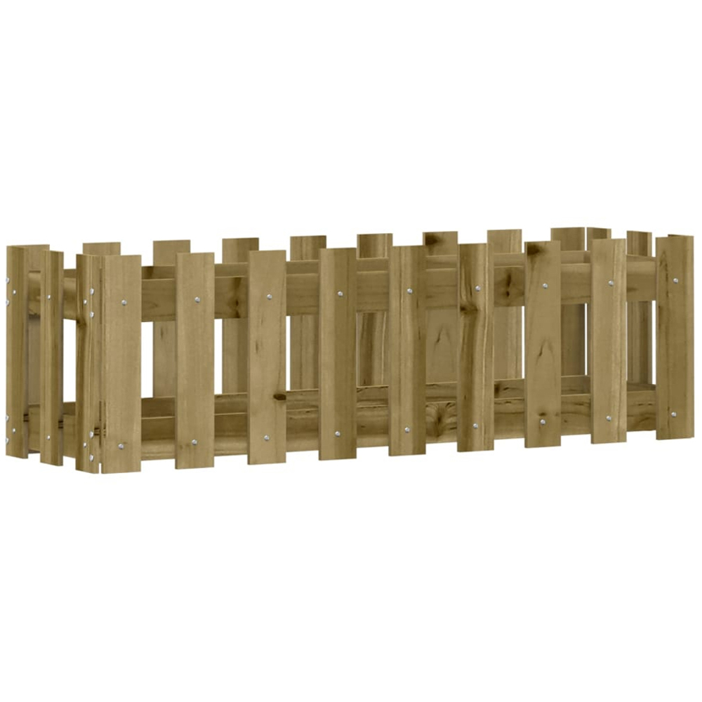 vidaXL Natural Solid Impregnated Pine Wood Fence Design Raised Garden Bed 100 x 30 x 30cm Image 1