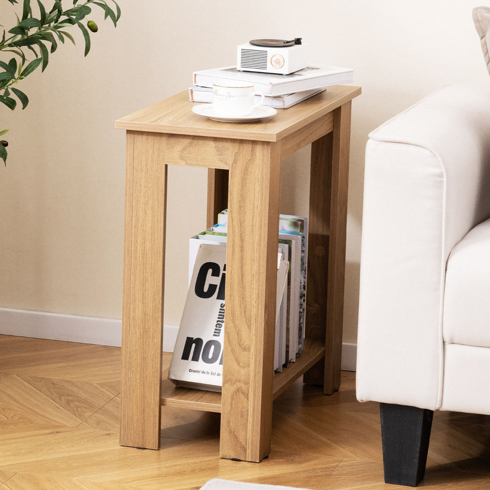 Costway Single Shelf Natural End Table Image 4