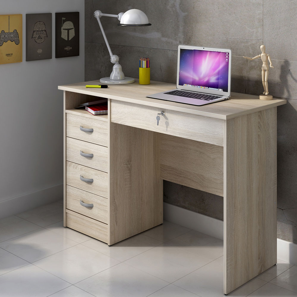 Florence Function Plus 5 Drawer Desk Oak Image 8