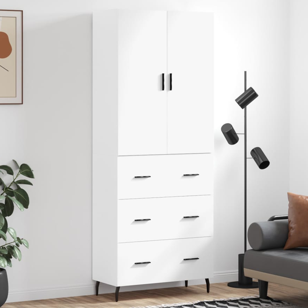 vidaXL 2 Door 3 Drawer White Highboard Image 1