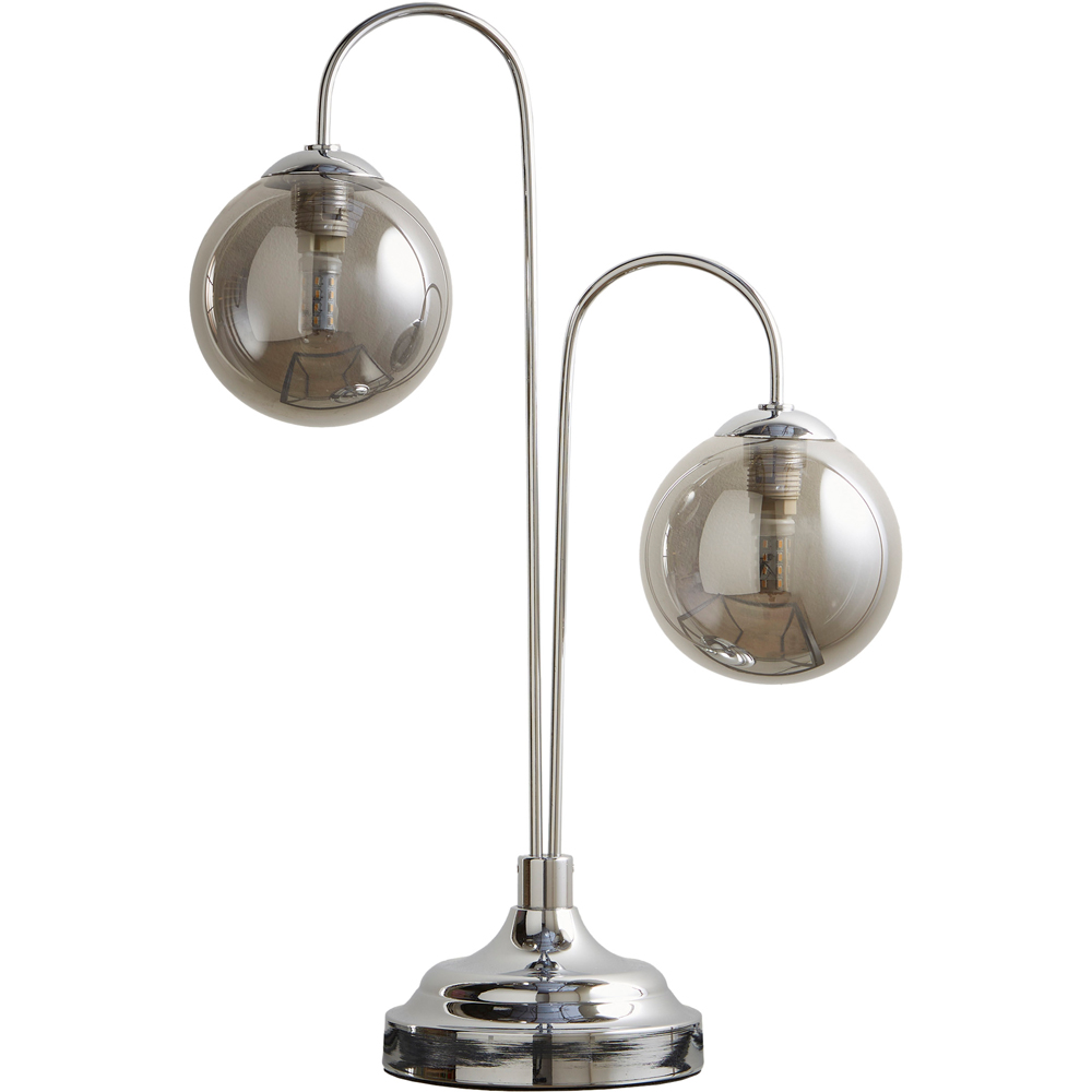 Kliving 2 Way Smokey Grey Glass Shade Chrome Table Lamp Image 1