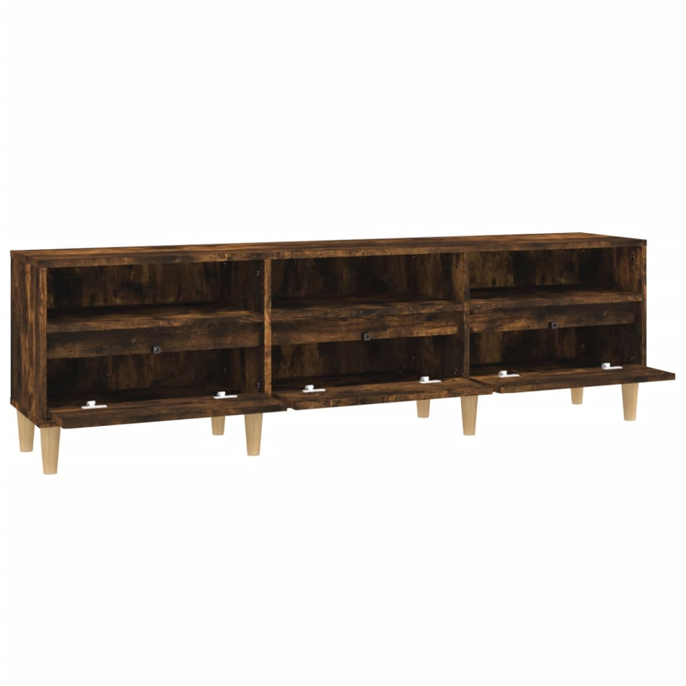 vidaXL 3 Door 3 Shelf Smoked Oak TV Cabinet Image 7