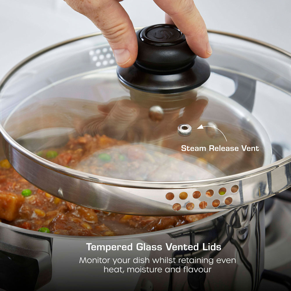 Swan Townhouse 24cm Stainless Steel Casserole Dish with Lid Image 3