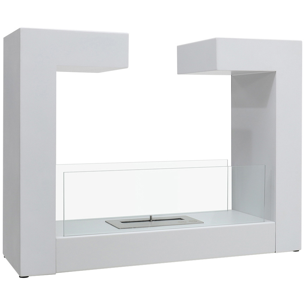 Living and Home White Double Sided Free Standing Ethanol Fireplace Image 1