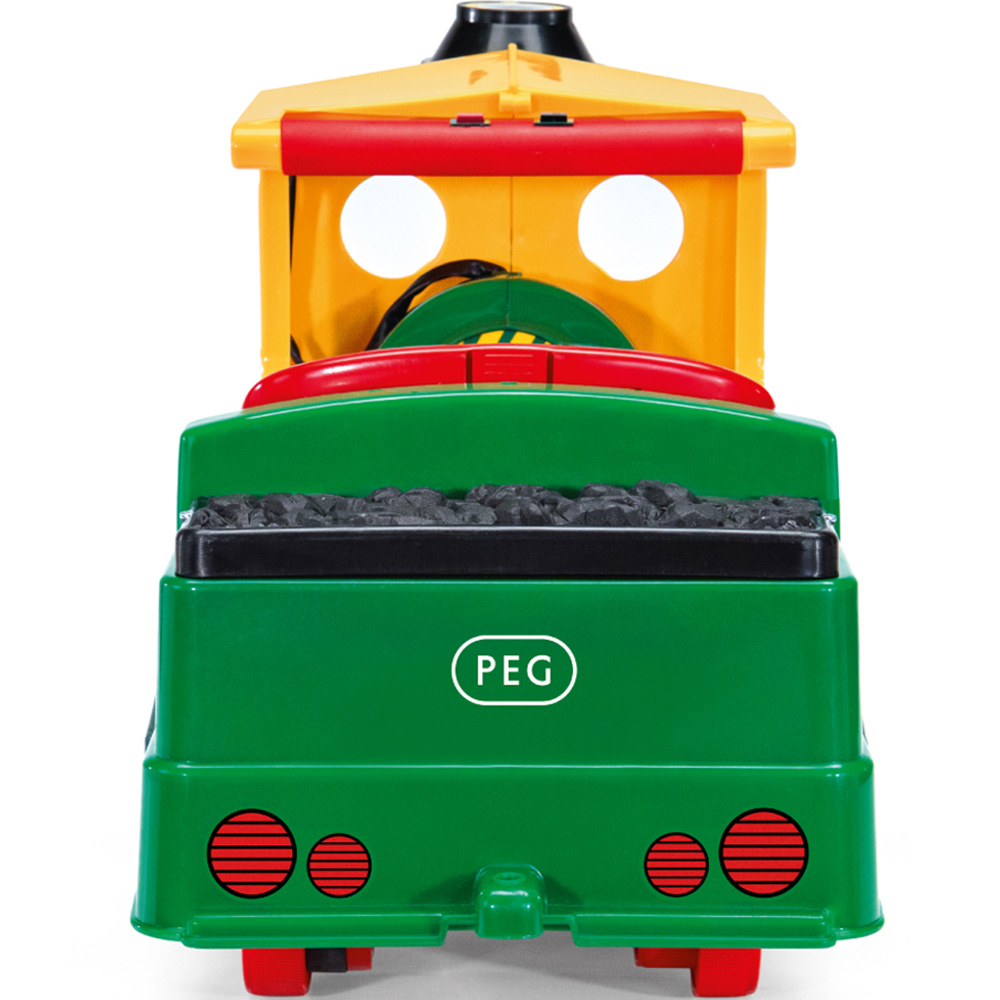 PEG Santa Fe Kids Electric Ride-On Train with Track and Sound Effects Green 6V Image 3