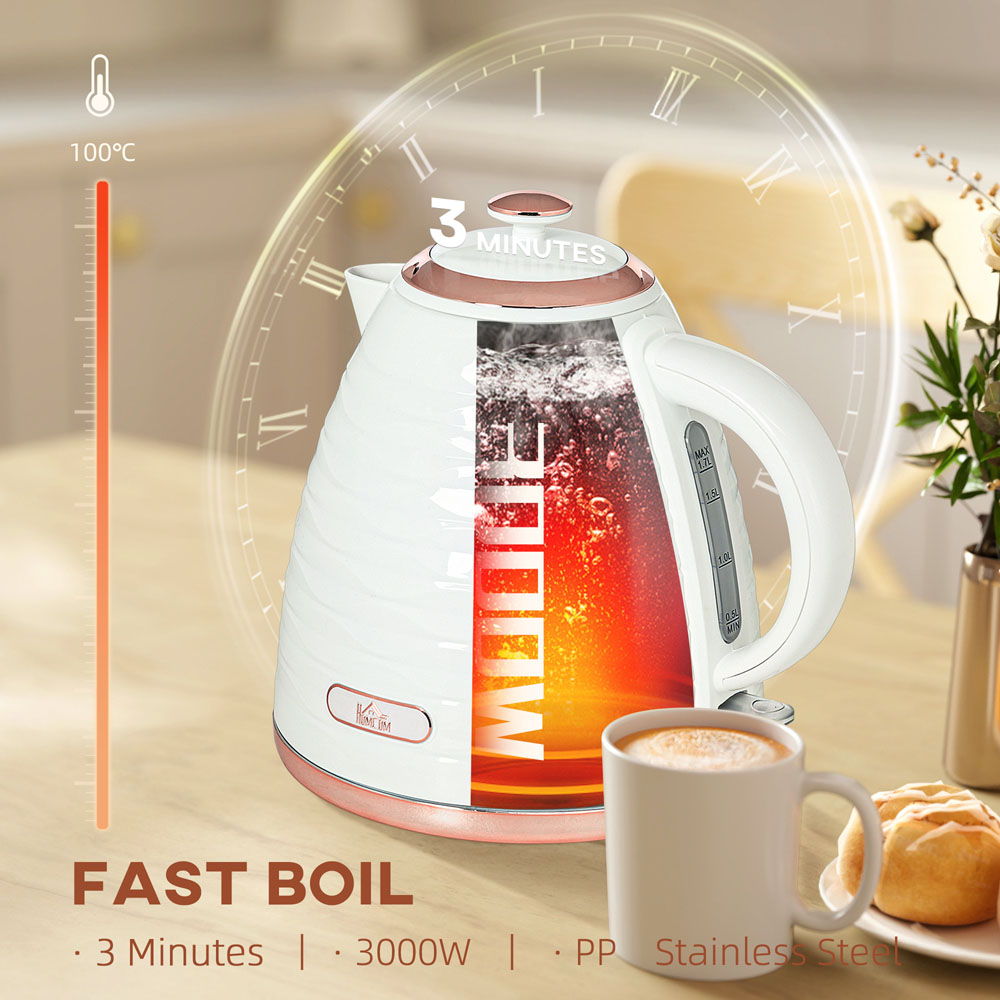 HOMCOM 800-207V70CW White Ripple 1.7L Electric Kettle 3kW Image 5
