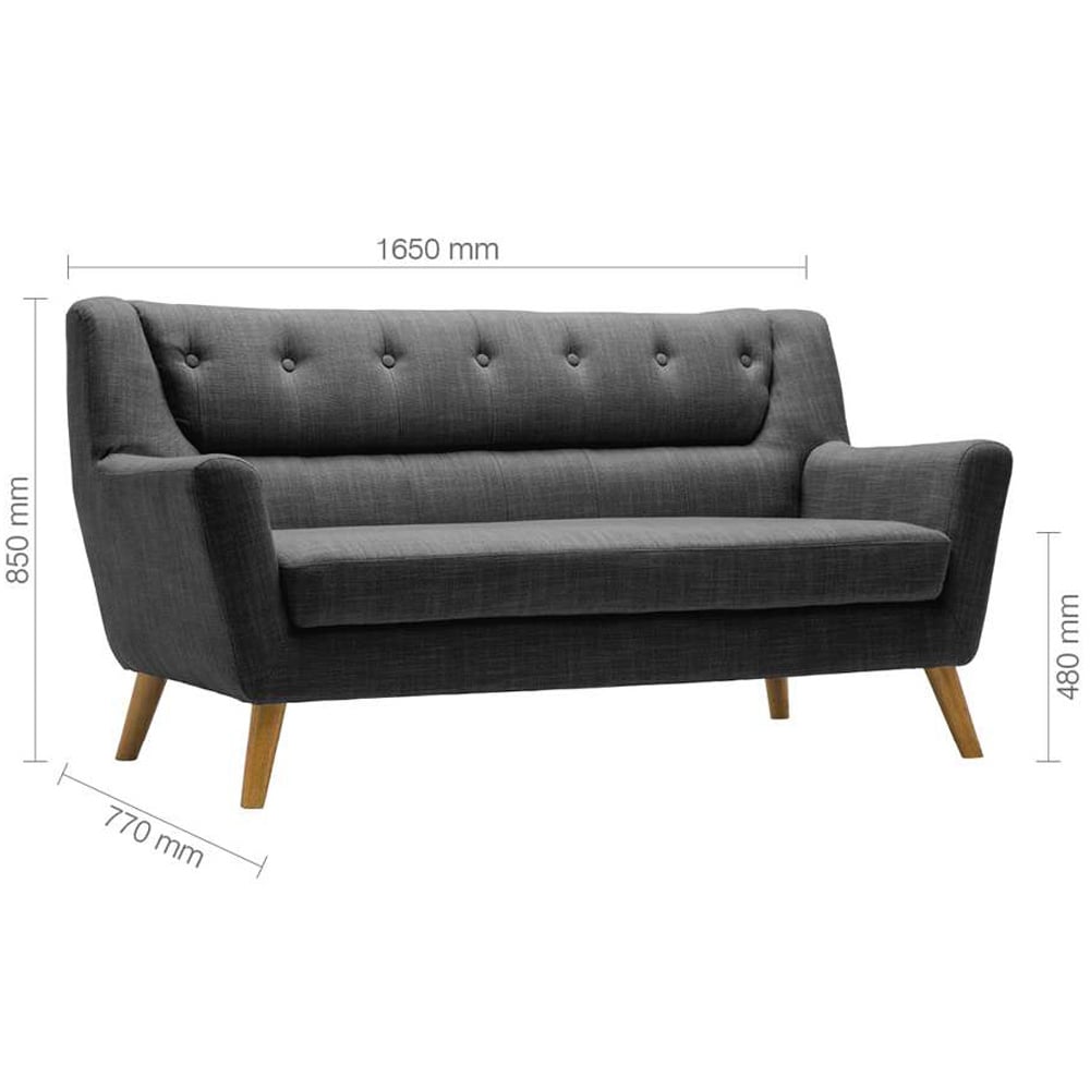 Lambeth 3 Seater Grey Fabric Sofa Image 9