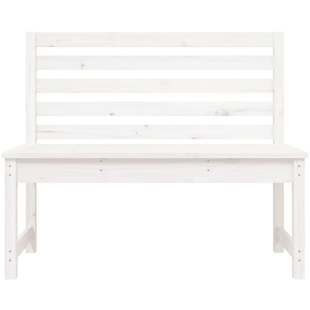 vidaXL White Solid Pine Wood Slatted Garden Bench 109 x 48 x 91.5cm Image 3