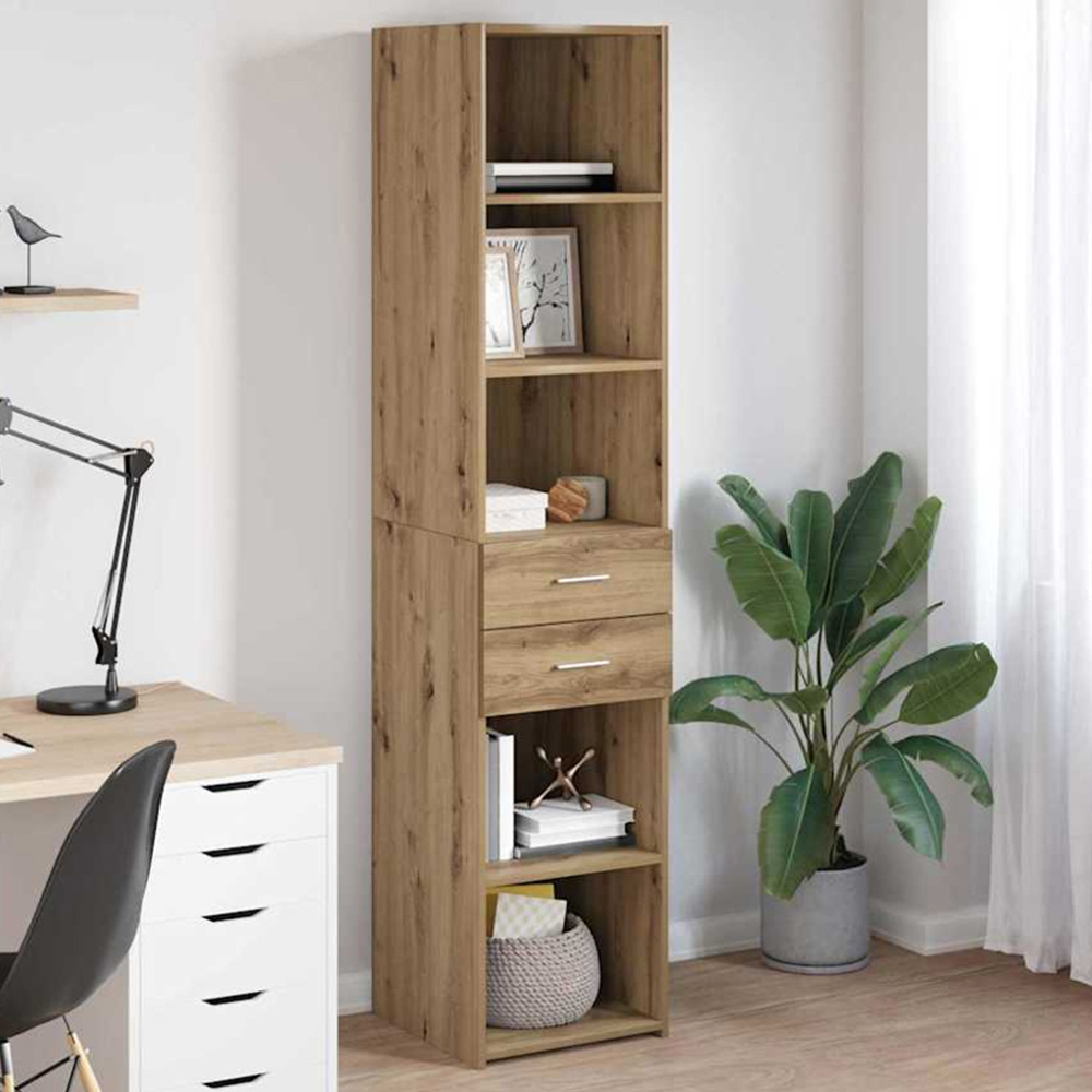 vidaXL 2 Drawer 5 Shelf Artisan Oak Highboard Image 1