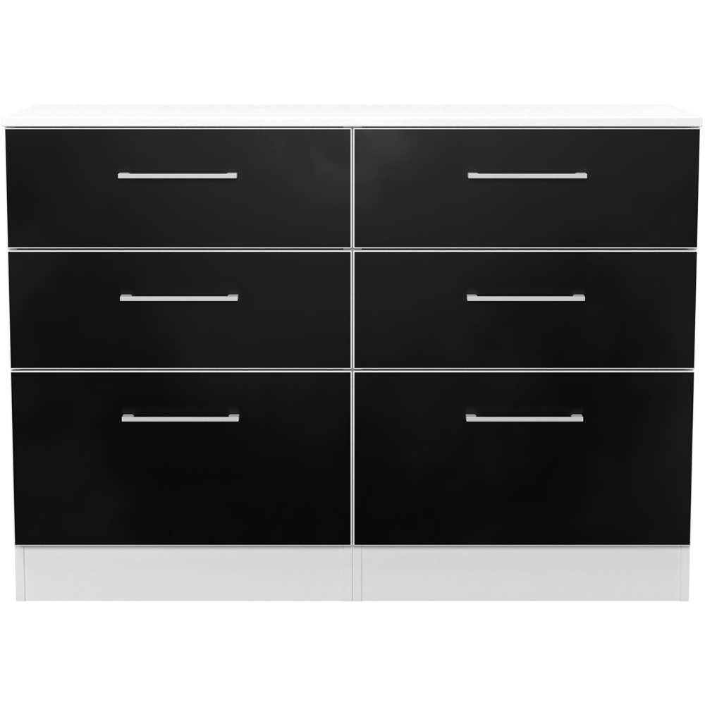 Crowndale Worcester 6 Drawer Matt Black and White Wide Chest of Drawers Ready Assembled Image 2
