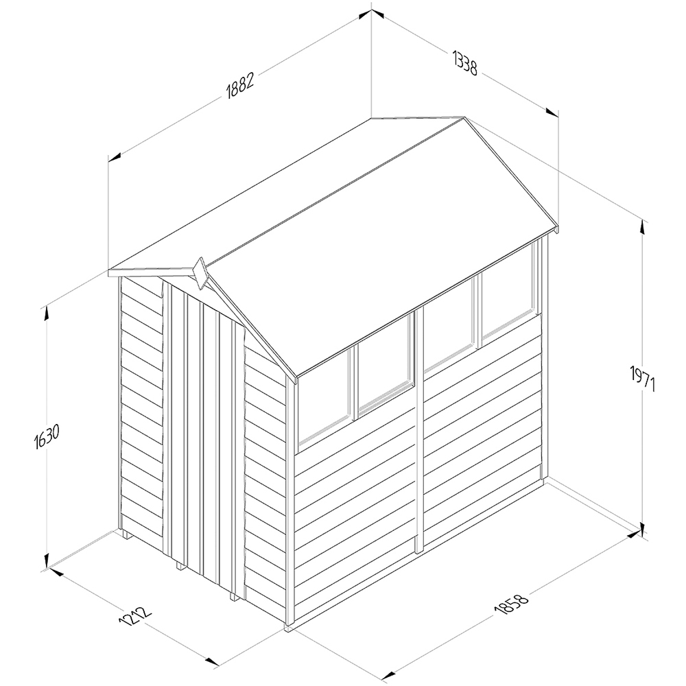 Forest Garden 6 x 4ft Pressure Treated Overlap Apex Shed with Window Image 7
